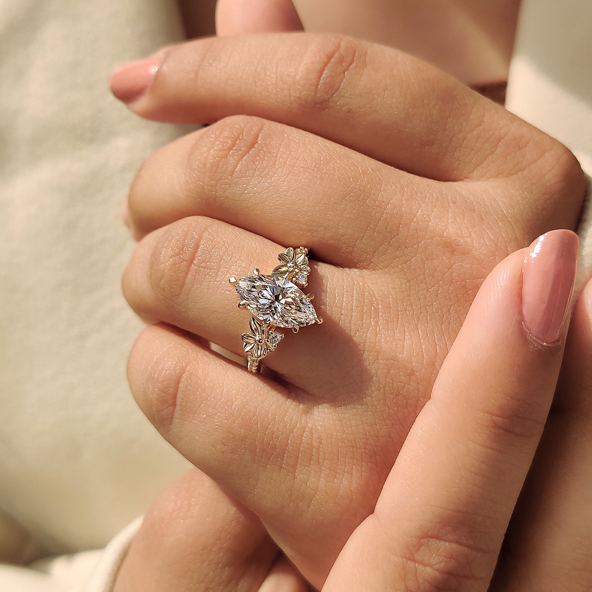 Cushion Hidden Halo Lab Grown Diamond Engagement Ring